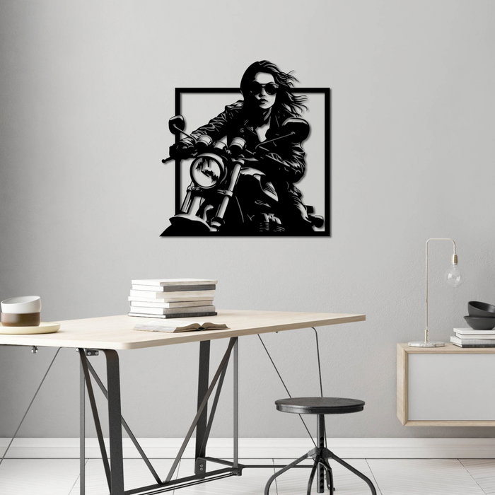 Wallity Rider Escultura de Pared de Metal Negra